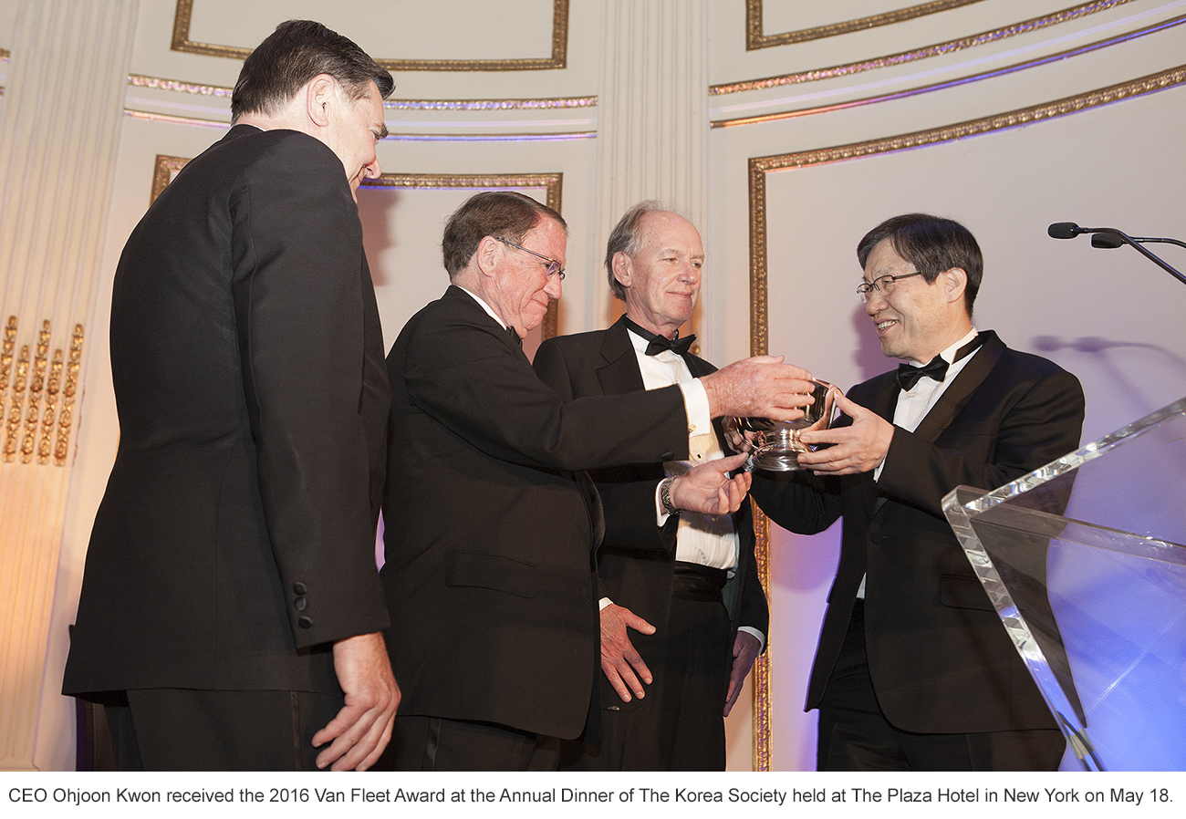 CEO Ohjoon Kwon Receives The Korea Society’s 2016 Van Fleet Award