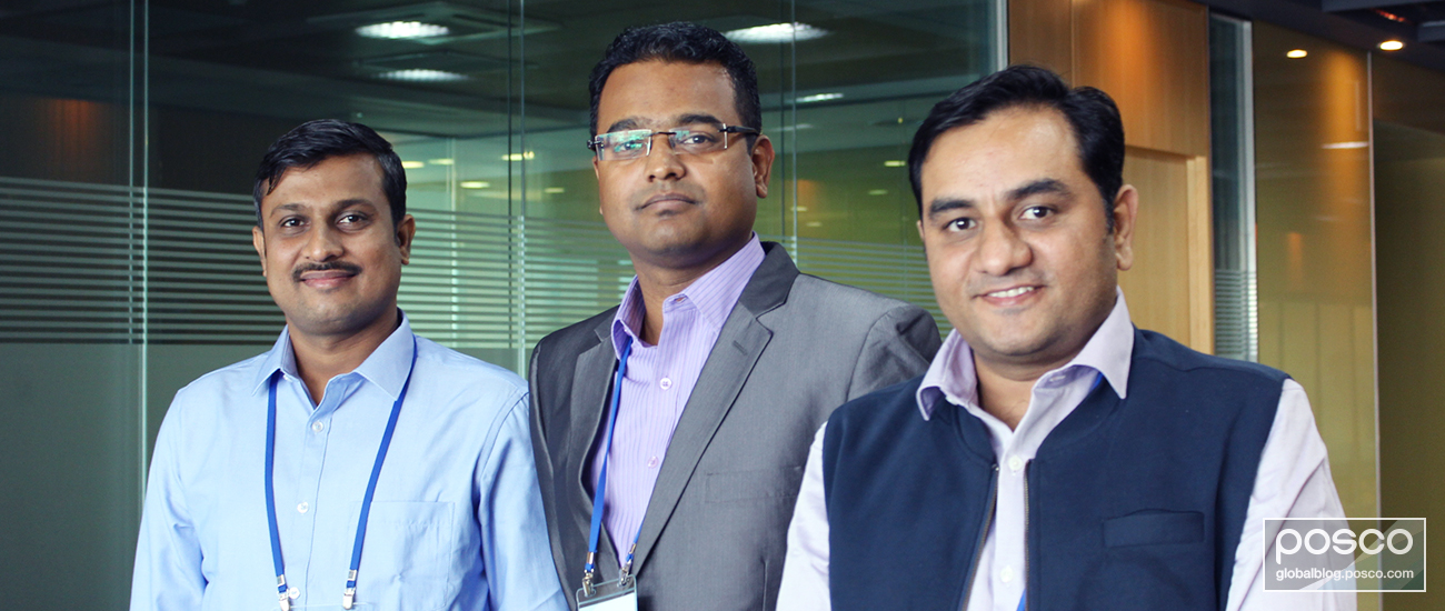 Ajay Telrandhe in Quality Assurance and Manish Kochar & Chetan Waghchoure in Sales from POSCO Maharashtra.