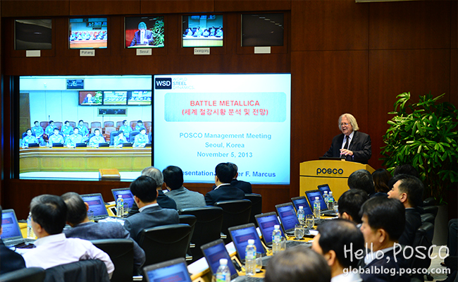 Peter Marcus of World Steel Dynamics visited POSCO, giving a special lecture on 'Analysis and Prospects of the World’s Steel Market’