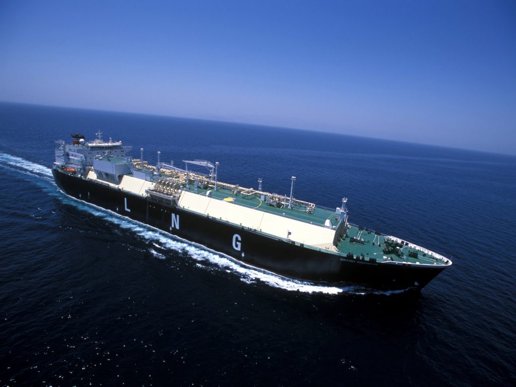 An LNG carrier taking a shipment of LNG to Brazil