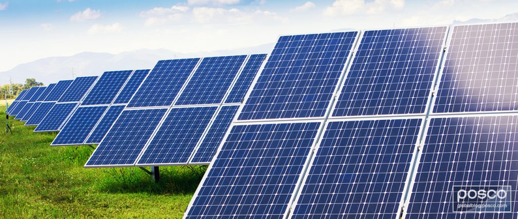 Solar panels made of PosMAC produce renewable energy.