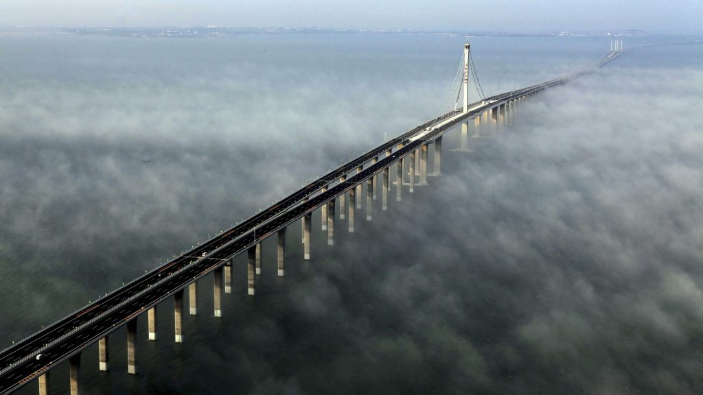 The Jiaozhou Bay Bridge in China is the longest sea-crossing bridge in the world