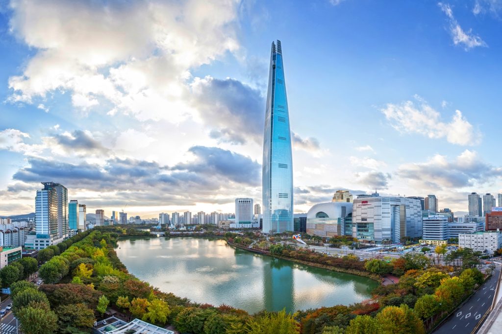 An image of Lotte World Tower in Seoul, Korea.