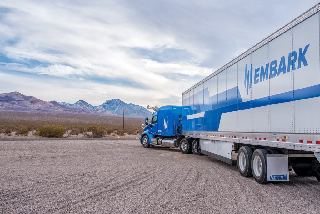 Embark’s autonomous truck heading out to the road.