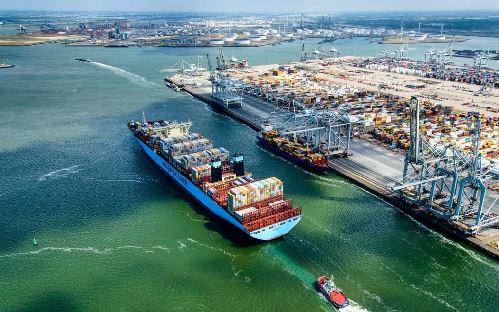  A birds-eye view of the global shipping Port of Rotterdam.