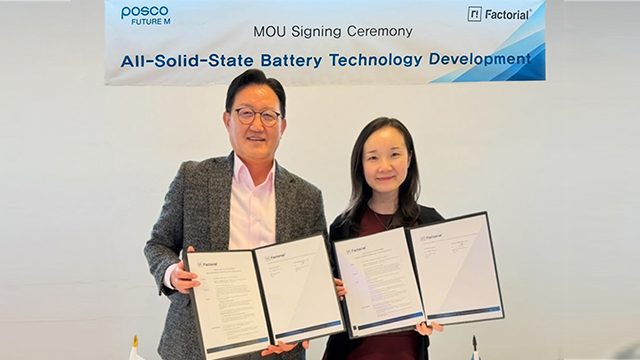 POSCO Future M Signs MOU with U.S.-based Factorial for All-Solid-State Battery Technology Development