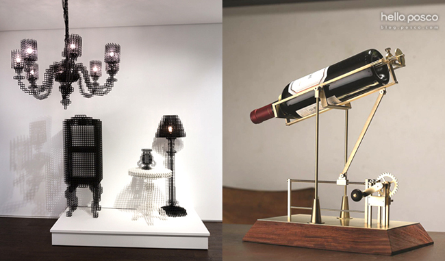 박보미의 AfteAfter image Series, 2011~2014(좌), 이상민의 Mechanical wine decanting Ⅱ, 2011(우)