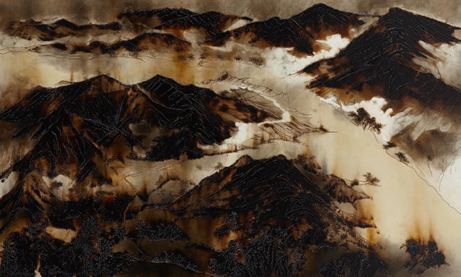 한경원, Ash-69, 목판에 혼합재료, 120 X 200cm, 2015