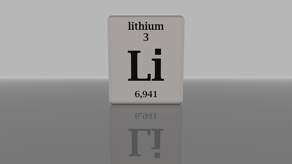 리튬 주기율표 이미지. lithium 3 Li 6,941.