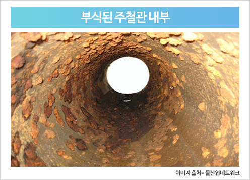 부식된 주철관 내부. 이미지 출처 물산업네트워크