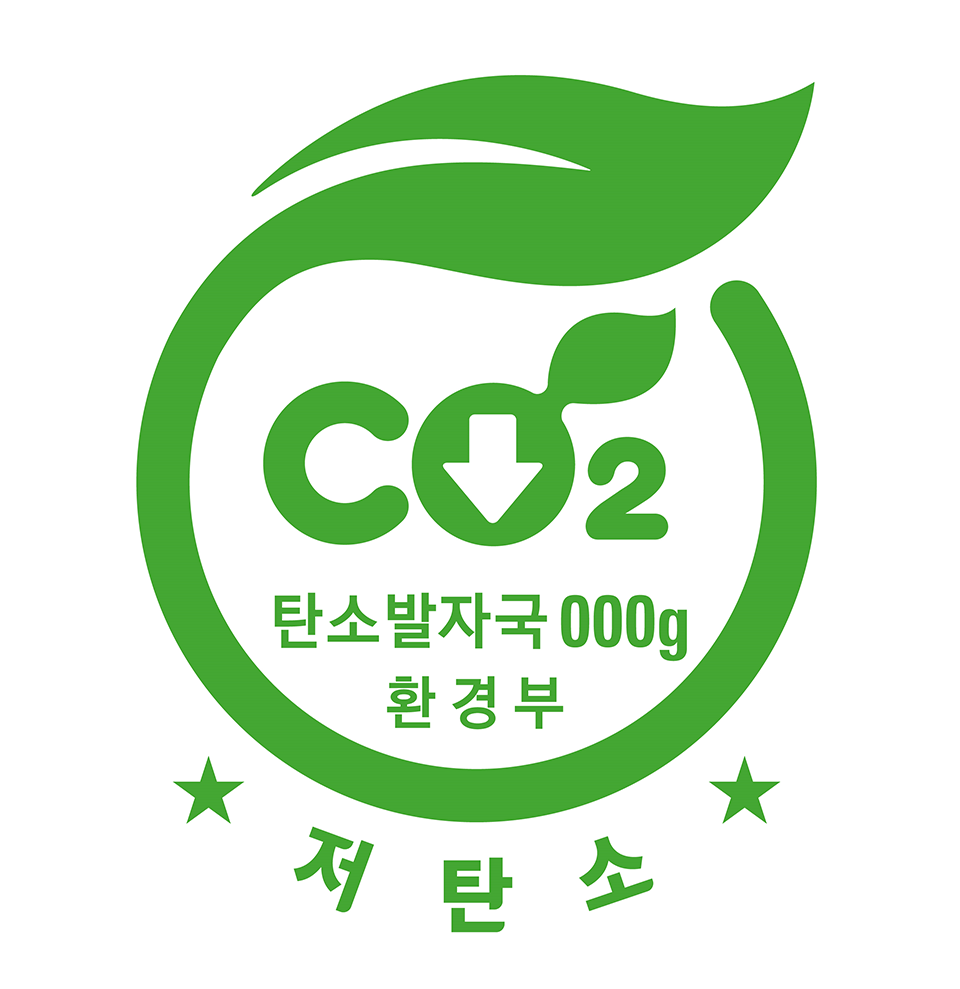 CO2 탄소발자국 000g 환경부 ★ 저 탄 소 ★   저탄소제품 인증마크의 모습