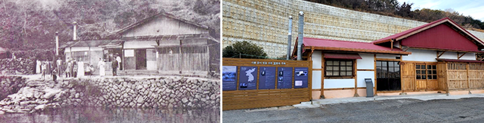 ▲윤동주 육필원고를 보관했던 정병욱 가옥의 과거 모습(왼쪽)과 현재 모습.이다.