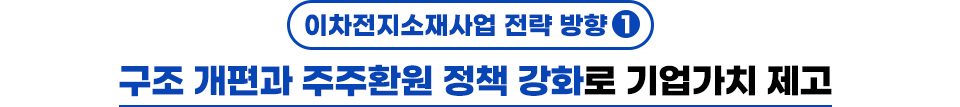 이차전지소재사업 전략 방향 1 구조 개편과 주주환원 정책 강화로 기업가치 제고