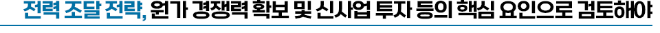 전력 조달 전략, 원가 경쟁력 확보 및 신사업 투자 등의 핵심 요인으로 검토해야