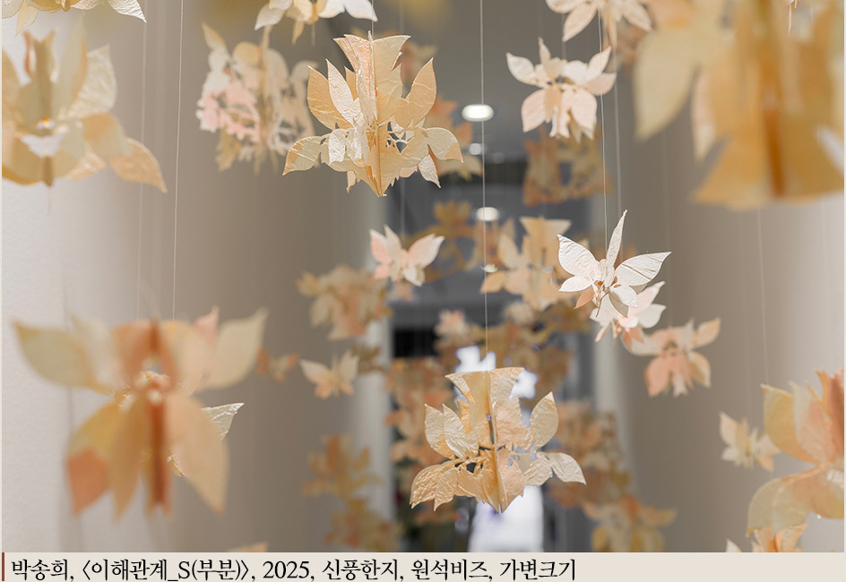 박송희, <이해관계_S(부분)>, 2025, 신풍한지, 원석비즈, 가변크기